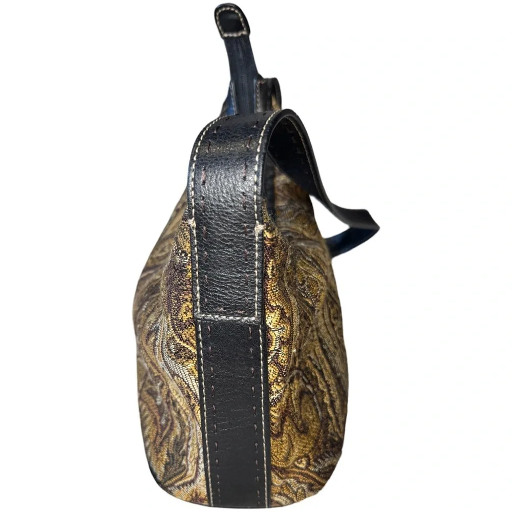 Fossil Gold and Brown Paisley Shoulder Bag